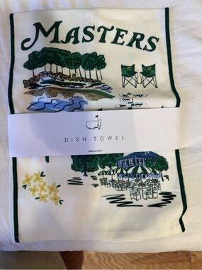 NWT Masters White Dish/Tea Towel with Green and Yellow Print